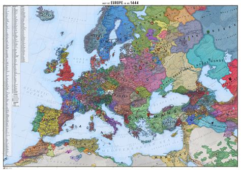 Europe 1444 History Map - Etsy