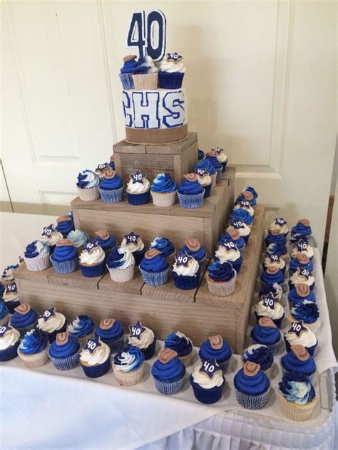 Cupcake tower I made for Chino High School 40 year reunion of class 1975. | Class reunion ...