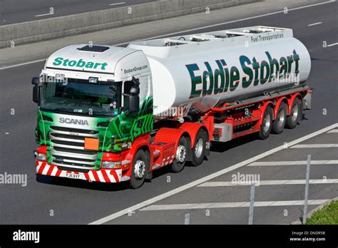 Eddie Stobart articulated fuel delivery truck and tanker trailer on ...