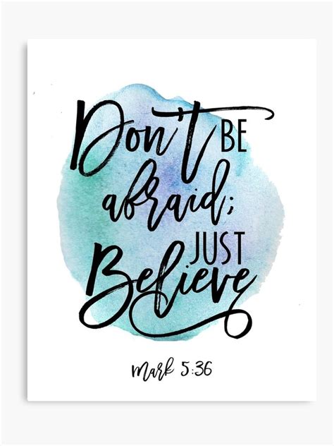 Bible verse mark 5:36 with blue watercolor background" canvas print ...