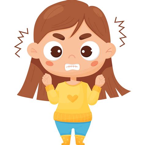 Angry girl. Female character emotion 15518315 Vector Art at Vecteezy