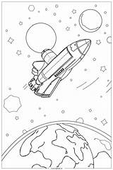 Space Shuttle In Orbit 2 Coloring Page Free PDF&ampPNG Printable sketch template