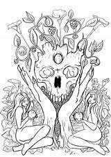 Witch Colouring Page Earth Coven Digital Coloring  Etsy sketch template