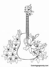 Acoustic Guitar Coloring Page sketch template