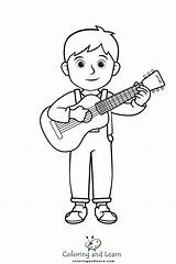 Playing Guitar Coloring Pages FREE 2025  And Learn sketch template