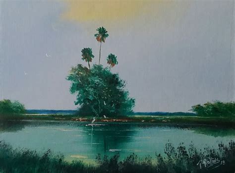 FLORIDA EVERGLADES OIL PAINTING 11X14 CANVAS PANEL FLORIDA ARTIST Pat Rollins #Impressionist ...