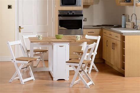 Buy Drop Leaf Dining Table 4 Chairs Extendable Extending Wooden Furniture Small Space Saving ...