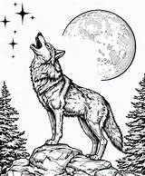 Coloring Page Of The Wolf howling At Night Download Or Print For Free sketch template