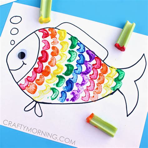 Celery Stamping Rainbow Fish Craft for Kids - Crafty Morning