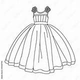 Coloring Page Of Beautiful ball gown Princess Dress Is A Piece  sketch template