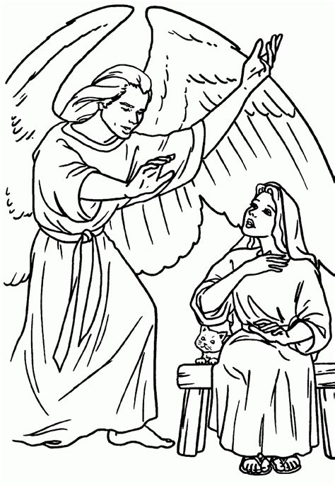 Angel Gabriel Visits Mary Coloring Page With Verse Coloring Pages