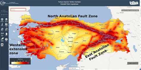 The new, interactive, seismic hazard map for Turkey clearly shows the high earthquake potential ...