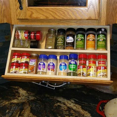 Spice rack drawer fits Under a upper cabinet drop down organizer ...