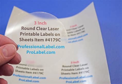 3 inch Round Clear Glossy Laser Printable Labels 50 Sheets 4179C