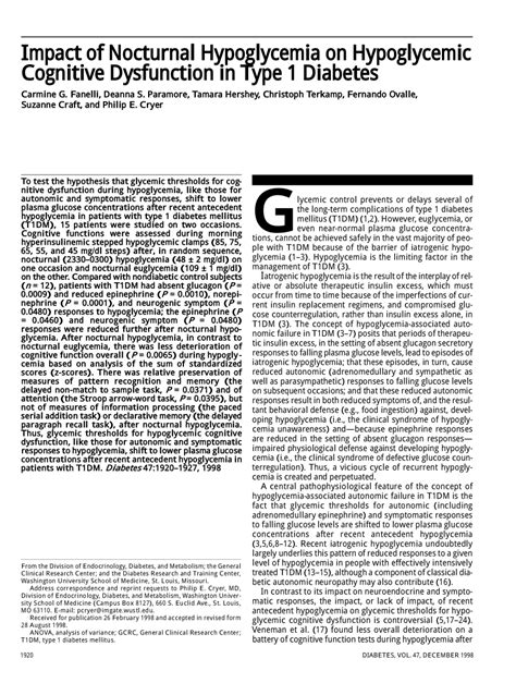 (PDF) Impact of nocturnal hypoglycemia on hypoglycemic dysfunction in ...