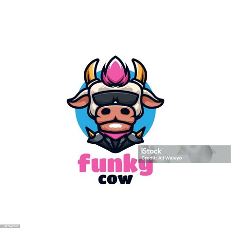 Funky Cow Creative Cool Cartoon Mascot Logo Stock Illustration ...