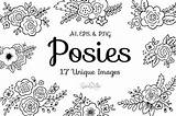 Posies Flower Bouquets By Rachel White Art  Creative Market sketch template