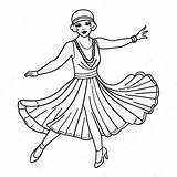 1920s Flapper Girl Dancing Coloring Page 54062 43572 sketch template