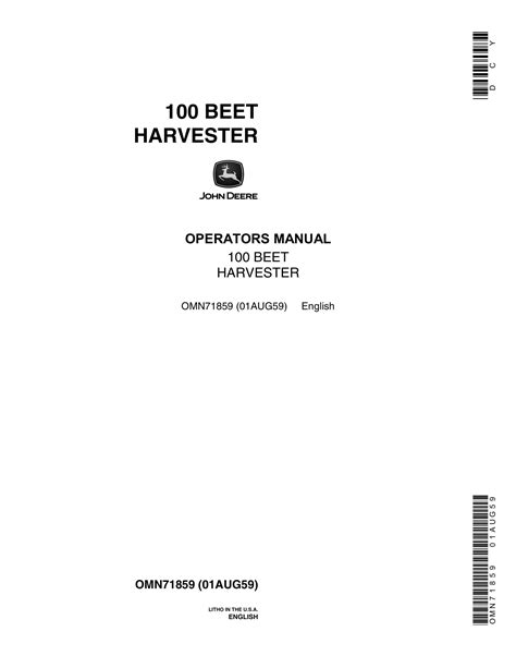 John Deere 100 BEET HARVESTERS Operator Manual OMN71859