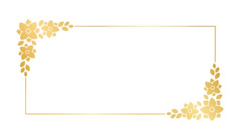 Rectangle gold floral frame template. Luxury golden frame border for invite, wedding ...