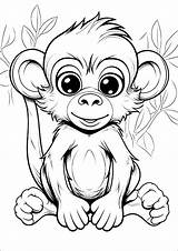Cute Little monkey  Monkey Coloring Pages sketch template