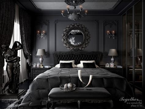 Elegant Black Bedroom.., mohd ashraf on ArtStation at https://www.artstation.com/artwork/8lRBRG ...