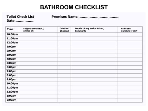 6 Best Images of Bathroom Schedule Printable - Free Printable Bathroom Checklist, Checklist ...