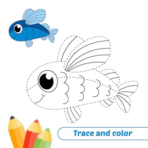 Premium Vector | Trace and color for kids flying fish vector