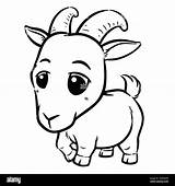 Vector Illustration Of Cartoon Goat  Coloring Book For Kids Stock sketch template