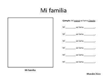 Mi familia Worksheet and Vocabulary by MundoChico | TPT