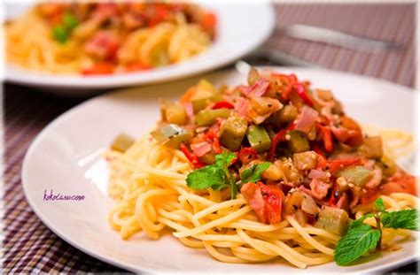 Foodista | Recipes, Cooking Tips, and Food News | Spicy Eggplant Spaghetti