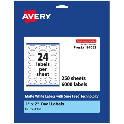 Avery Matte White Oval Labels, 1" x 2", 6,000 Labels - Walmart.com ...