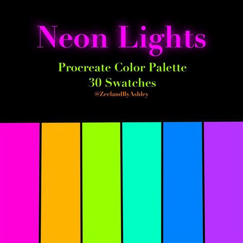 Neon Procreate Color Palette 30 Swatches Instant Download - Etsy | Color palette bright, Color ...