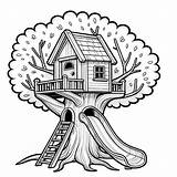 15 Tree House Coloring Pages House Cute  sketch template