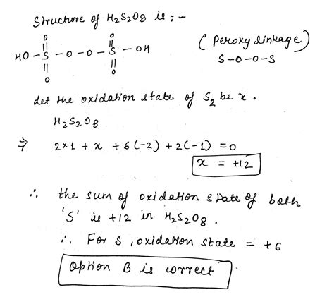 The oxidation number of sulphur in H2S2O8 is: