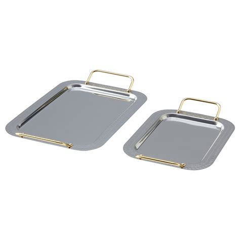 HUSBEHOV tray, set of 2, stainless steel - IKEA