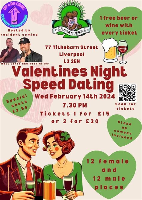 Shenanigans valentines speed dating and comedy night , Shenanigans, Liverpool, February 14 2024 ...