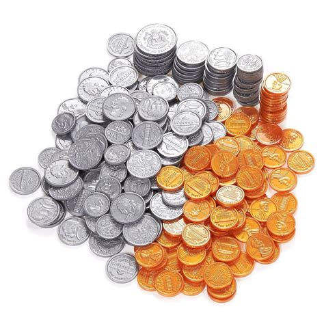 Pack of 250 Play Coin Set - Includes 10 Half-Dollars, 40 Quarters, 50 ...