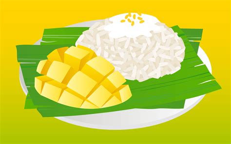 Mango sticky rice, Thai food vector illustration 534949 Vector Art at ...