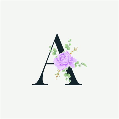 Beautiful A alphabet with Floral logo decoration template. Luxury font with green leaves emblem ...