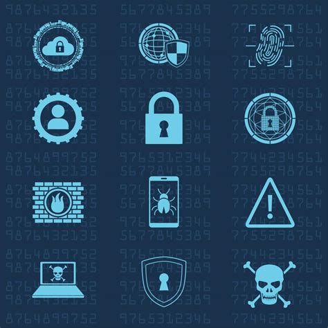 twelve cyber security icons 10429345 Vector Art at Vecteezy