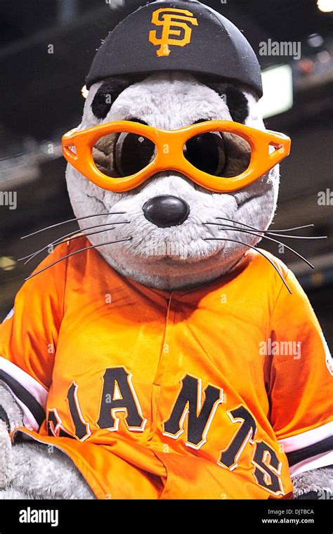 San Francisco, CA: San Francisco Giants mascot Lou Seal looks on as the ...