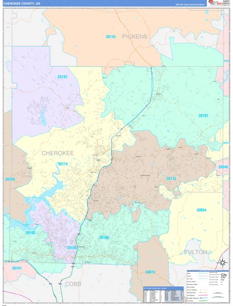 Cherokee County, GA Wall Map Color Cast Style by MarketMAPS - MapSales