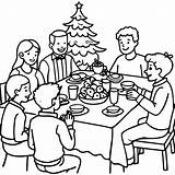 A family Eating Christmas dinner coloring Page 51003153 Vector Art At  sketch template