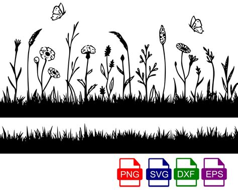 Grass Borders SVG PNG DXF Digital Cut File, Commercial Use, Instant ...