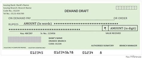 Difference Between Cheque and Demand Draft (with Types, Contents, Example, Frequently Asked ...