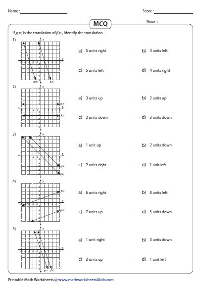 Linear Functions Transformations Worksheet