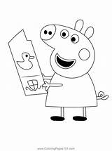 Peppa Pig Read Coloring Page For Kids  Free Printable sketch template