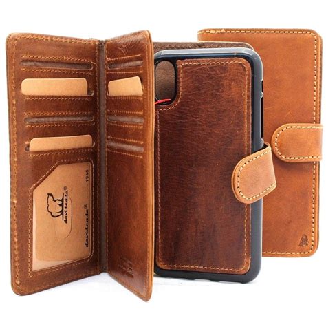 Genuine real leather for apple iPhone XR case cover wallet credit hold ...