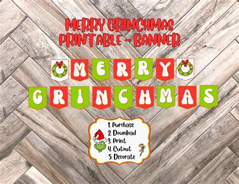 Merry Grinchmas Printable Banner Instant Download - Etsy